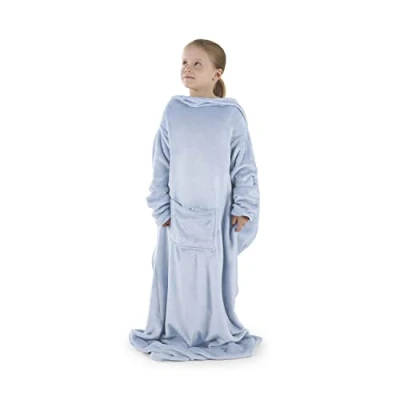 Afbeelding van Blumtal Deken Trui Draagbare Kinderen met Mouwen Knuffeldeken 90x105cm Pastelblauw