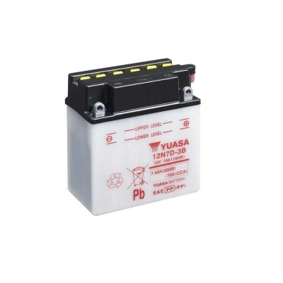 Afbeelding van YUASA conventionele Batterij zonder zuur pack 12N7D 3B acid pack, afmeting 135 mm