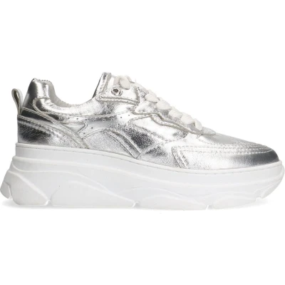 Afbeelding van Sacha Dames Zilveren metallic leren chunky sneakers Maat 38