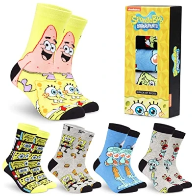 Afbeelding van SPONGEBOB SQUAREPANTS Grappige Sokken voor Mannen, 5 pack Swammkopf Kleurrijke Set Mannen (Veelkleurig, 39 44 EU)