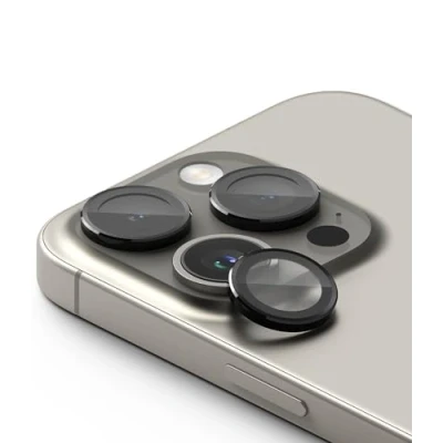 Afbeelding van Ringke Camera Lens Frame Glass Protector Compatibel met iPhone 15 Pro, Glazen Deksel Aluminium Camerabeschermer, Lensbeschermer Black