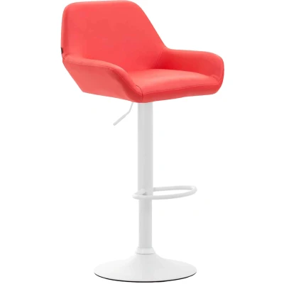 Afbeelding van Barkruk Mysen Kunstleer Wit Frame Rood