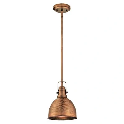 Afbeelding van 61038 hanglamp met 1 lamp, uitvoering verwassen koper, lampenkap in gehamerde