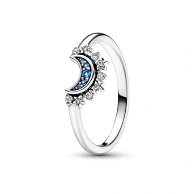 Afbeelding van Pandora 192675C01 Ring Celestial Blue Sparkling Moon zilver kleursteen