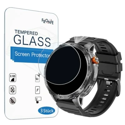 Afbeelding van Frgnie Beschermfolie compatibel met LIGE TX2 smartwatch 1,75 inch heren led (3 stuks) HD glas displaybeschermfolie HIRREO rond
