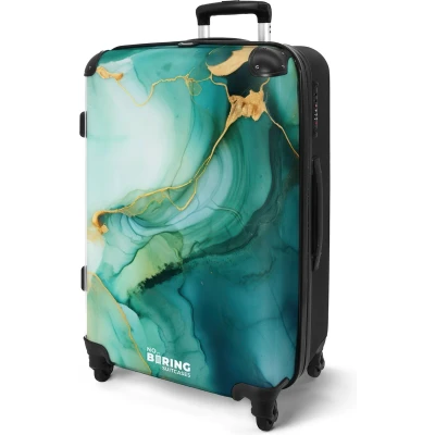 Afbeelding van NoBoringSuitcases.com® Groene koffer groot Reiskoffer met wielen 20 kg bagage