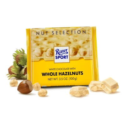 Afbeelding van Ritter Sport Chocolade Wit Hele Hazelnoot tablet 100 gram