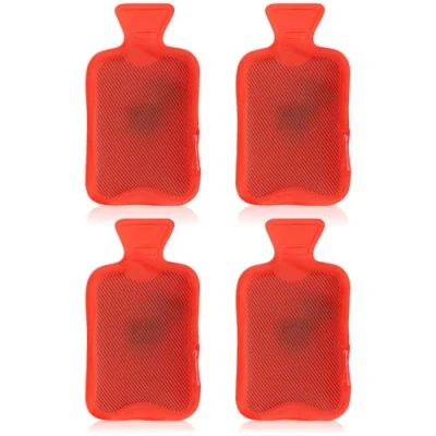 Afbeelding van com four® 4x herbruikbare zakwarmers handwarmers in warmwaterkruikontwerp om op te vouwen warmtekussen voor koude dagen en onderweg warmteknikkussen (04 stuks warmwaterkruik rood)