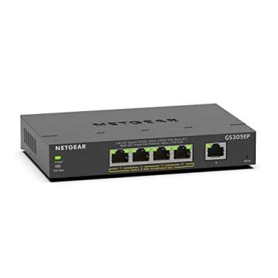 Afbeelding van NETGEAR 5 poorts Gigabit Ethernet Smart Managed Plus PoE switch (GS305EP) met 4 x PoE+ @ 63 W, desktop/wandmontage