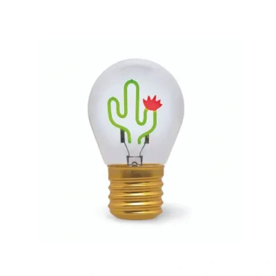 Afbeelding van Legami Tafellamp in gloeilampvorm, oplaadbaar met USB kabel, draadloos, gloeilamp Fiction, motief cactus, 6,8 x 10,3 cm