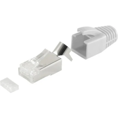 Afbeelding van RJ45 krimp connectoren (STP) voor CAT6/6a/7/7a netwerkkabel (vast/flexibel) 10 stuks (3 delig) / grijs