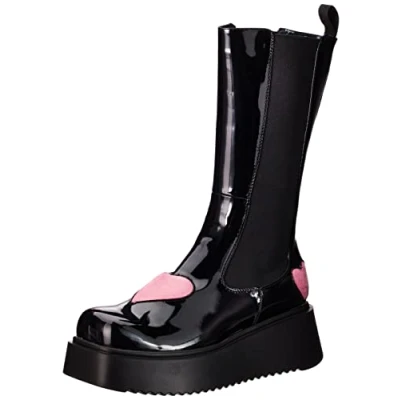 Afbeelding van LAMODA Stone Cold Lover Chunky Calf Boots, EU 41, Black Patent Pink Heart, 41