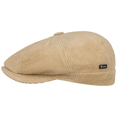 Afbeelding van Lipodo 8 Panel Cord Flatcap heren pet van katoen flat cap Made in Italy eenkleurige herfst/winter Regular Fit Style gevoerde winterpet M (56 57 cm) beige