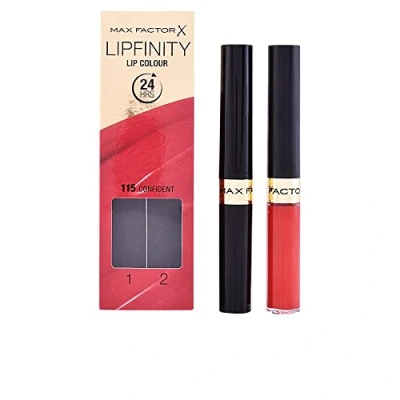 Afbeelding van Max Factor Lipfinity Lip Colour Confident 115 kusechte lippenstift met 24 uur grip zonder uit te drogen, intensieve kleurafgifte, nauwkeurige applicator en intensief verzorgende gloss top coat