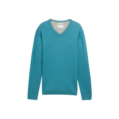 Afbeelding van TOM TAILOR heren trui, 36299 Bright Teal Melange, XL