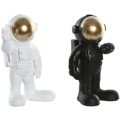 Afbeelding van Decoratieve figuren Home ESPRIT Wit Zwart Gouden Ruimtevaarder 20 x 13 27 cm (2 Stuks)