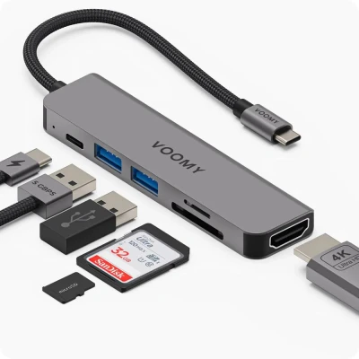 Afbeelding van Voomy USB C Hub 6 in 1 4K HDMI 100W SD / Micro Kaartlezer A 3.0 Docking Station Splitter Geschikt voor Macbook Pro Air Windows Universeel