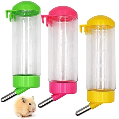 Afbeelding van SDFAA 3 stuks hamster drinkfles, hangende waterfles voor hamsters, waterdispenser kleine dieren, geen druppel drinkfles met grote capaciteit, chinchilla (3 kleuren)