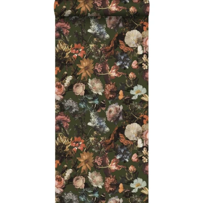 Afbeelding van Leen Bakker ESTAhome Behang Bloemen Verd Olijfgroen 0.53 X 10.05 M Groen Vlies