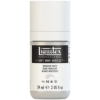 Afbeelding van Liquitex 1959238 Professional Acrylfarbe Soft Body Künstlerfarbe in cremiger deckender Konsistenz, hohe Pigmentierung, lichtecht &amp; alterungsbeständig, 59ml Flasche Irisierendes Weiss