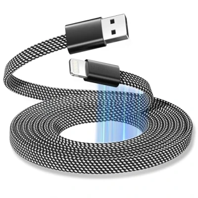 Afbeelding van Magtame Magnetische Coiled Lightning kabel, 1,5 m, MFi gecertificeerd, USB A telefoonlader, snel opladen, platte knoopvrije gevlochten, compatibel met iPhone 14, 13, 12, 11 Pro Max, XR, XS, X 8