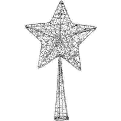 Afbeelding van Cosy &amp; Trendy Kerstboompiek glitter ster zilverkleurig 28 cm