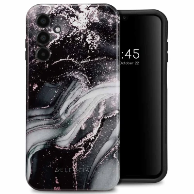 Afbeelding van Samsung Galaxy A15 (4G) Hoesje Kunststof Selencia Backcover/Hardcase Chic Marble Black Telefoonhoesje