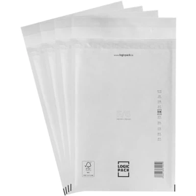 Afbeelding van LOGIC PACK 100 Zelfklevende Enveloppen met luchtkussenfolie F6 240 x 350 mm Wit, Verzendzakken Bubble, Luchtkussenzakken voor DIN A4