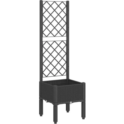 Afbeelding van Plantenbak met latwerk 40x40x142 cm polypropeen zwart