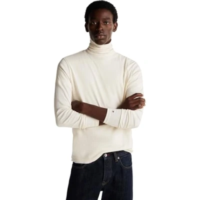 Afbeelding van Tommy Hilfiger ROLL NECK TEE Longsleeve, Heren, Maat: 3XL, Ivory petal