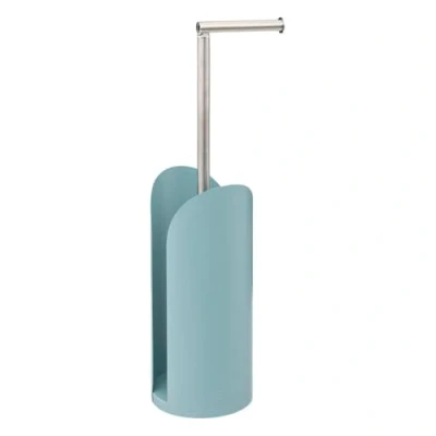 Afbeelding van 5Five Wc/toiletrolhouder ijsblauw met rollen reservoir kunststof/metaal 59 cm Toiletrolhouders