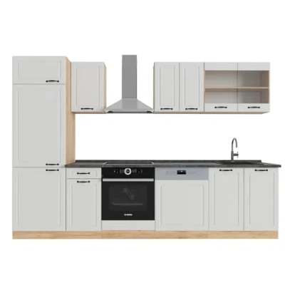 Afbeelding van Vicco Complete keukeneenheid R Line, Wit landhuis/gouden eik, 300 cm , WB Antraciet