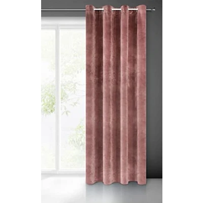 Afbeelding van Eurofirany Villa gordijn fluweel zacht 10 oogjes 1 stuks edel dik 290 g/m2 elegant glad effen pluizig modern klassiek woonkamer slaapkamer lounge, donkerroze, 140 x 250 cm