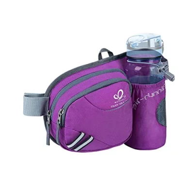 Afbeelding van WATERFLY Riemtas, heuptas met flessenhouder voor dames en heren, ademend, hardlopen, fietsen, kamperen, klimmen, reizen, wandelen, joggen, hondentraining