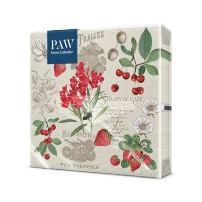 Afbeelding van PAW Papieren Servetten 3 laags (33 x 33 cm) I 20 Stuks Perfect voor Verjaardagen, Feesten, Bruiloften, Communie en Vieringen Tafeldecoratie, Kleurrijke Zomerfruit