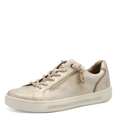 Afbeelding van Jana Dames sneakers plat met ritssluiting Vegan, goud, 38 EU Breed