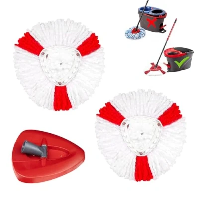 Afbeelding van 3 stuks reservemops, vloerwisser mop vervangkop voor Vileda &amp; O Cedar Easywring reservedweilkop, microvezel reservedweilkop met 1 rode basis