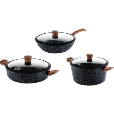 Afbeelding van Westinghouse Pannenset Marble Wood (Wokpan ø 30 cm + Braadpan Hapjespan 28 cm) Inductie en alle andere warmtebronnen