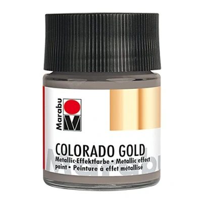 Afbeelding van Marabu 12640005772 metallic effectverf, Colorado Gold antraciet, 50 ml, op waterbasis, lichtecht, weerbestendig, sneldrogend, voor kwasten en stippen absorberende ondergronden