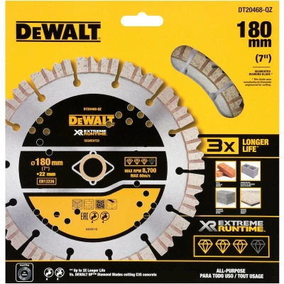Afbeelding van DeWalt DT20468 QZ Elite Diamantblad Gesegmenteerd 180 mm Extreme Runtime Universeel