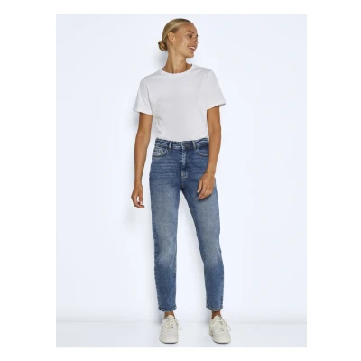 Afbeelding van Noisy May Nmmoni HIGH Waist Jeans Tapered Fit, Dames, Maat: 29x30, Dark blue denim