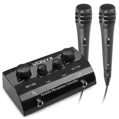 Afbeelding van Vonyx AV430B karaoke set met 2x microfoon en mixer Zwart
