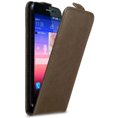 Afbeelding van Cadorabo Hoesje geschikt voor Huawei ASCEND P7 in KOFFIE BRUIN Beschermhoes Flip Case Cover magnetische sluiting