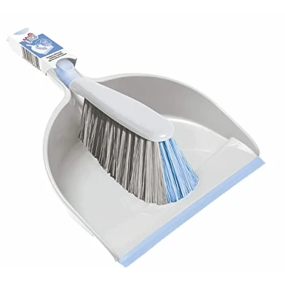 Afbeelding van York Bacteria Stop handveger, schep, bezem, veegschep set, met ophangoog, rubberen lip, veegset voor u, verwijdert effectief vuil, stof, veegplaat, grijs blauw, 23 x 33 10 cm