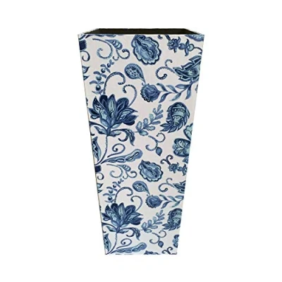 Afbeelding van Rebecca Mobili Vintage paraplubak, paraplubak gangingang, mdf canvas, wit blauw Afmeting 50 x 21 cm (HxBxD) Art.RE6279
