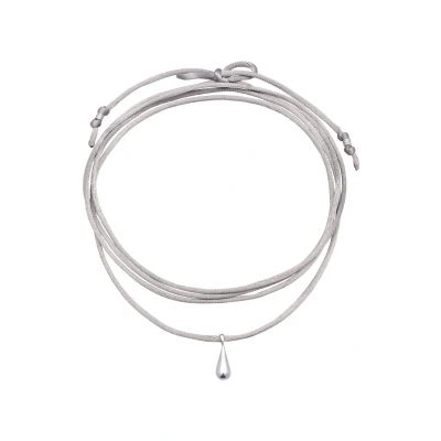 Afbeelding van Elli Dames Halsketting Choker Druppel Hanger met satijn grijs in 925 Sterling Zilver