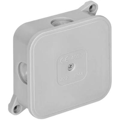 Afbeelding van Miratic Opbouw Kabel Aftakdoos IP44 Cable Box 4 Rubberen Wartels Electronics 85x85x35mm Kabeldoos (Grijs)