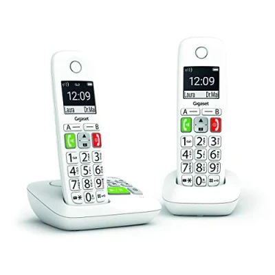 Afbeelding van Gigaset E290A Duo vaste telefoon, draadloos, wit, met geïntegreerd antwoordapparaat, 2 handsets groot display achtergrondverlichting, grote toetsen, oproepblokkeringsfunctie [Franse versie]