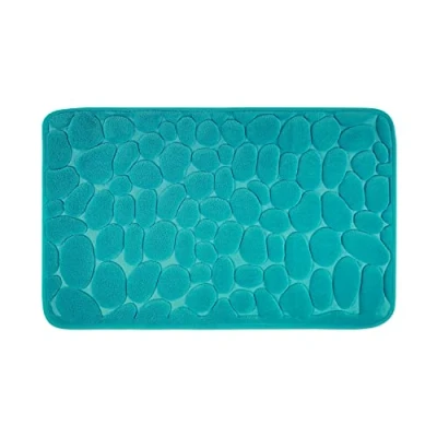 Afbeelding van Badkamer Tapijt met Memory Schuim Petrol Badmat kan gecombineerd worden tot een set Antislip &amp; Maschinewasbaar Douchedeken 50 x 80 cm