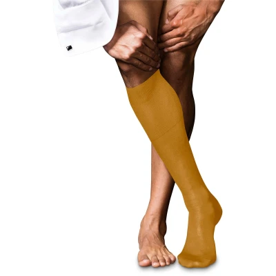 Afbeelding van FALKE Heren kniekousen No. 9 M KH Pure Fil d&#039;Écosse katoen lang effen 1 paar, geel (Amber 1851), 45 46, 45/46 EU